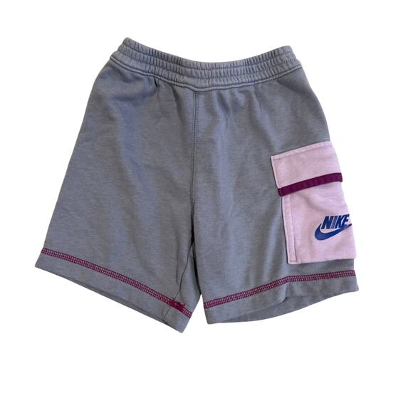 Nike Girls Small Blue Purple Basketball Shorts Pull On Elastic - Picture 1 of 3